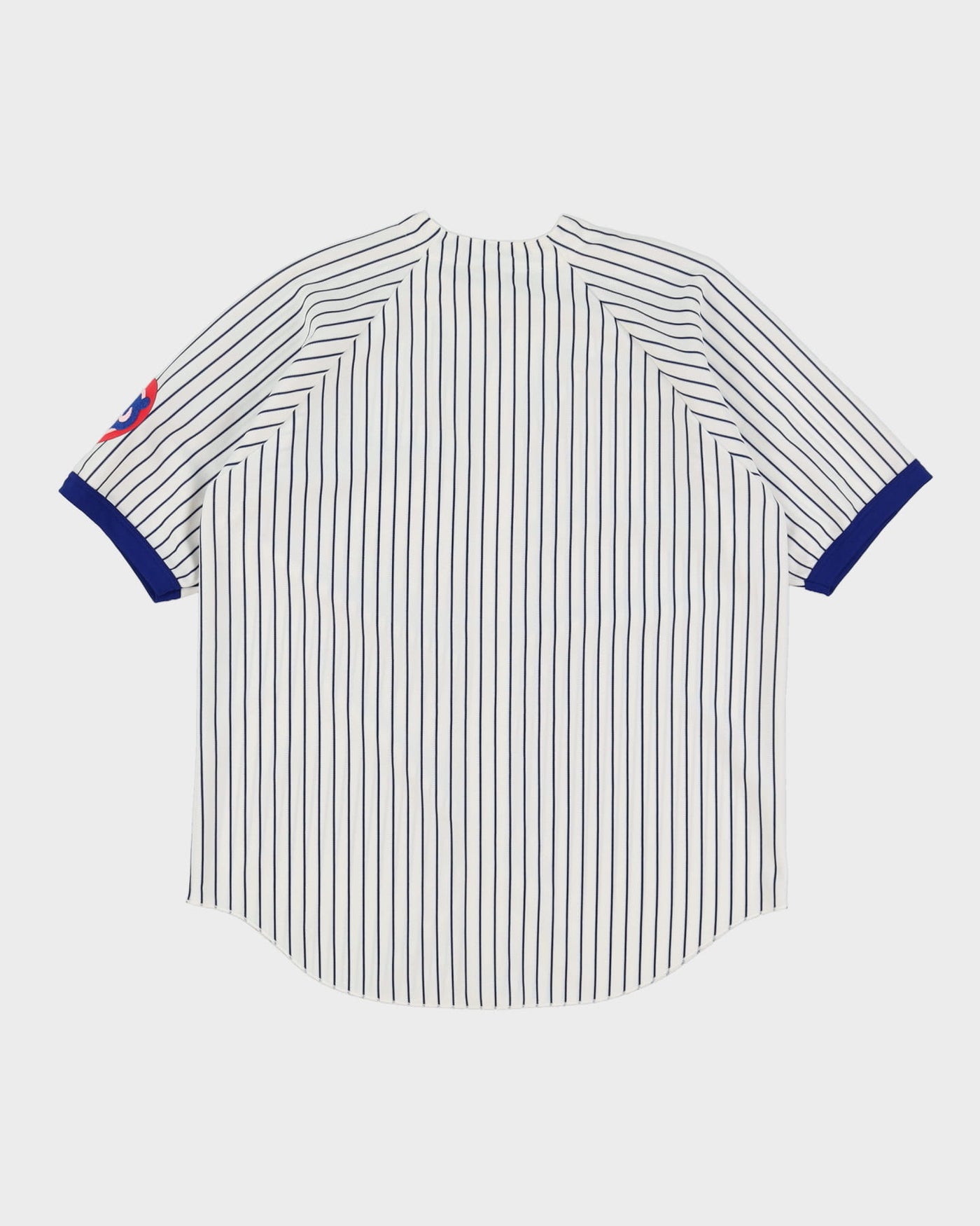 00s Chicago Cubs White Pinstripe Button Up Baseball Jersey - L