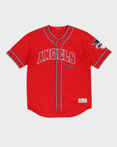 00s LA Los Angeles Angels Red Button Up Baseball Jersey - XL
