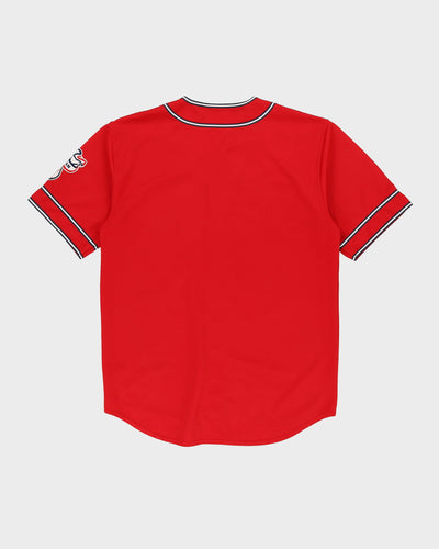 00s LA Los Angeles Angels Red Button Up Baseball Jersey - XL