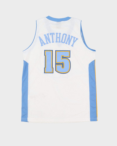 00s Carmelo Anthony #15 Denver Nuggets NBA Stitched White Basketball Jersey - M