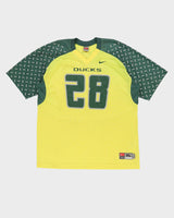 00s Jonathan Stewart #28 Oregon Ducks Green / Yellow Nike Jersey - XL