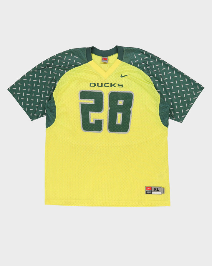 00s Jonathan Stewart #28 Oregon Ducks Green Yellow Nike Jersey XL