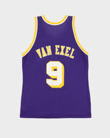 Vintage 90s Champion Nick Van Exel #9 Los Angeles Lakers NBA Purple / Yellow Basketball Jersey - S / M