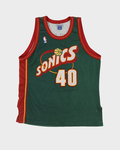 Vintage 90s Champion Shawn Kemp #40 Seattle Supersonic Green NBA Basketball Jersey - L