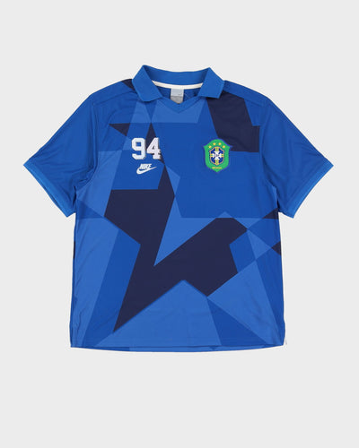 00s Brazil 94 Blue Star Design Nike Football Shirt - L