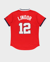 Lindor Cleveland Indians Majestic Cooperstown Collection MLB Baseball Jersey - M