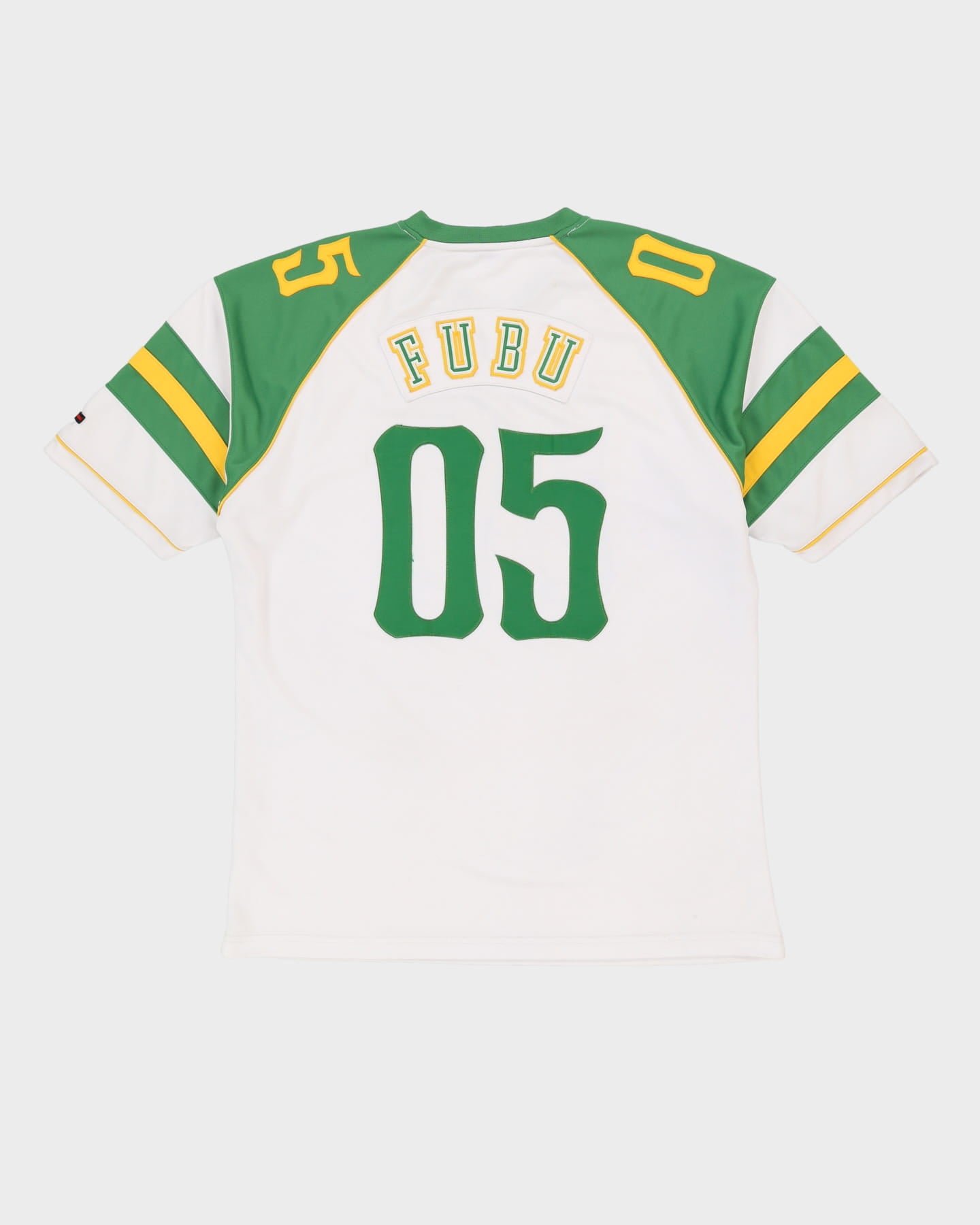 FUBU White / Green American Oversized Football Jersey - XL