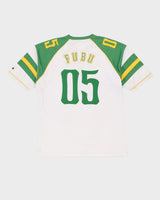 FUBU White / Green American Oversized Football Jersey - XL