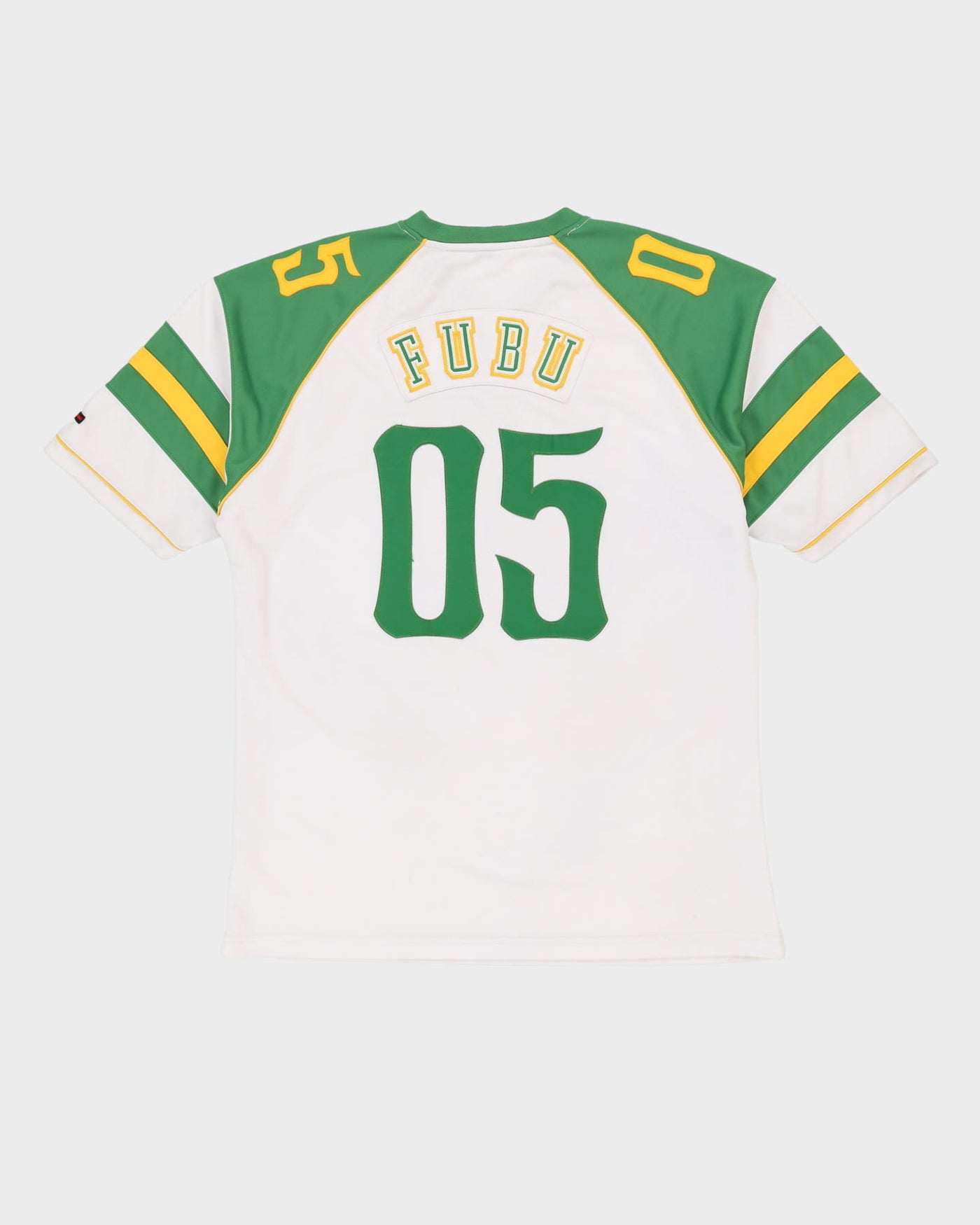 FUBU White / Green American Oversized Football Jersey - XL