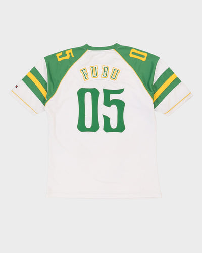 FUBU White / Green American Oversized Football Jersey - XL