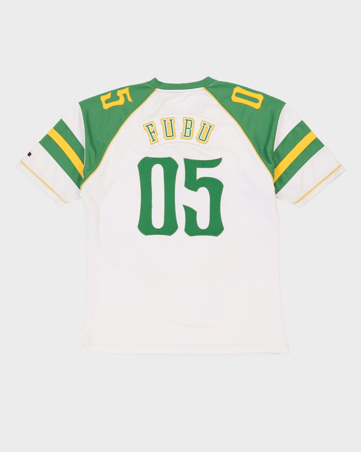 FUBU White / Green American Oversized Football Jersey - XL