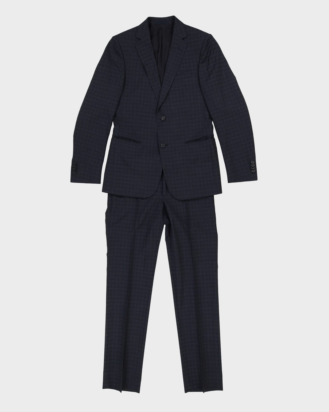 Z Zegna Navy Check Patterned 2 Piece Suit - CH38 W32