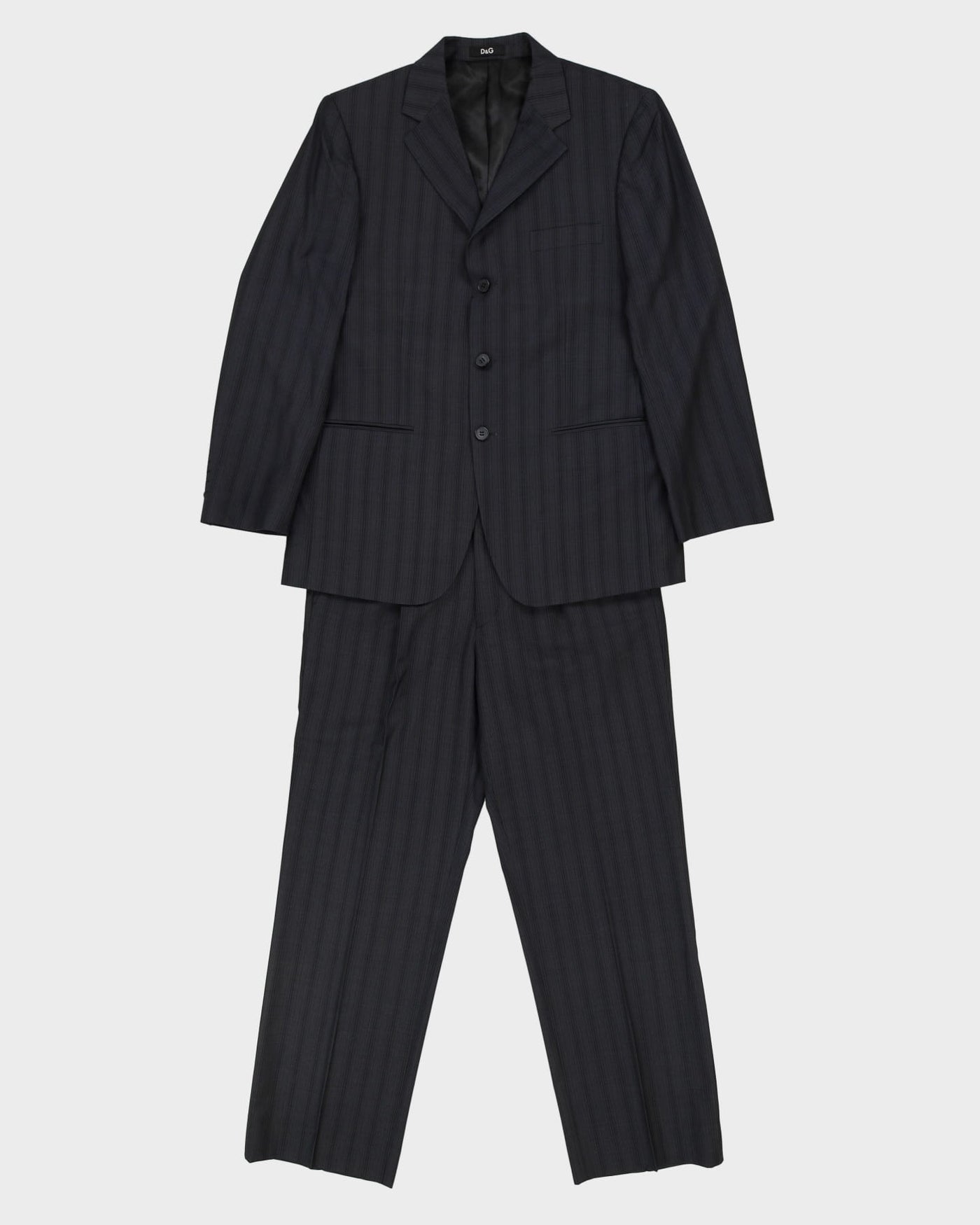 Dolce & Gabanna Black / Dark Grey Stripe Patterned 2 Piece Suit - CH40 W34