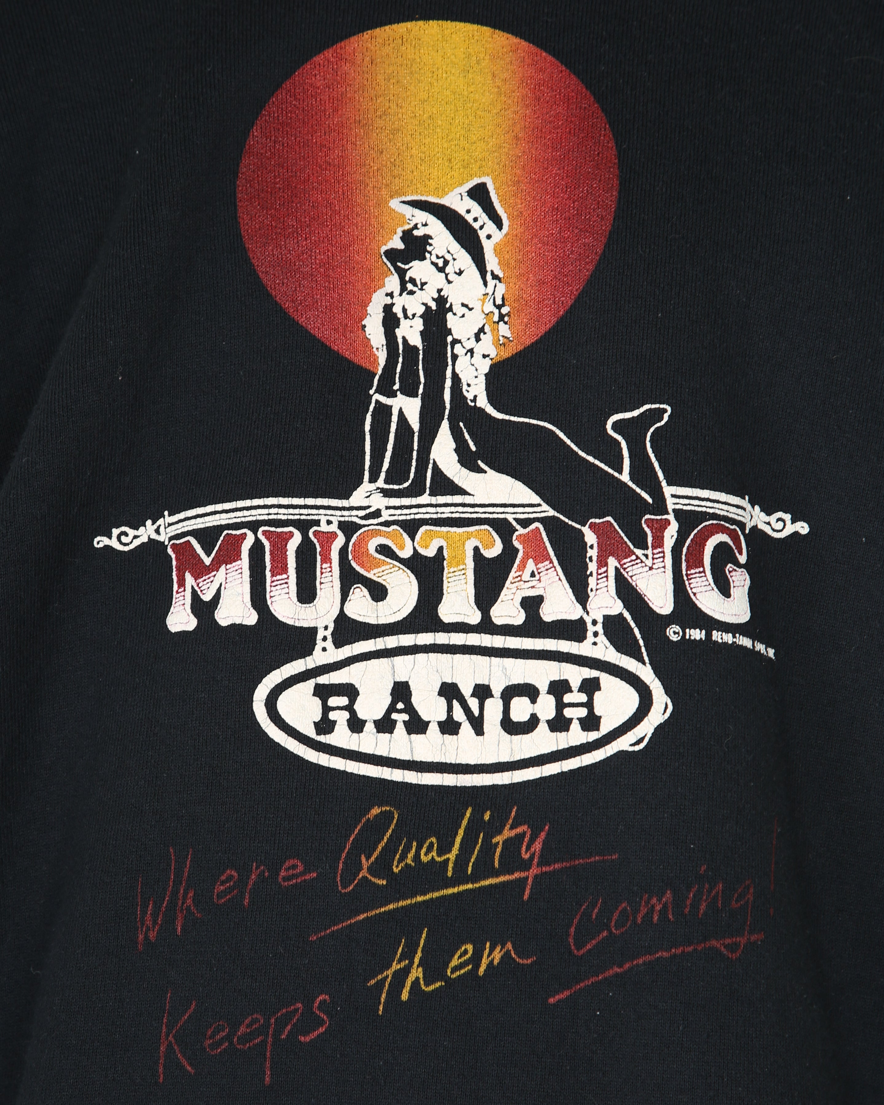 Vintage 80s Fruit of the Loom Mustang Ranch graphic sweatshirt - XL