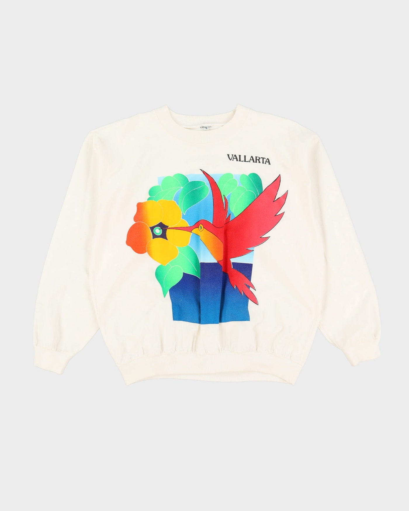 Vintage 80s Vallarta Graphic White Sweatshirt - M