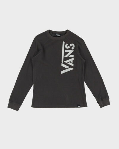 Vans Dark Grey Long Sleeve Waffle T-Shirt - S