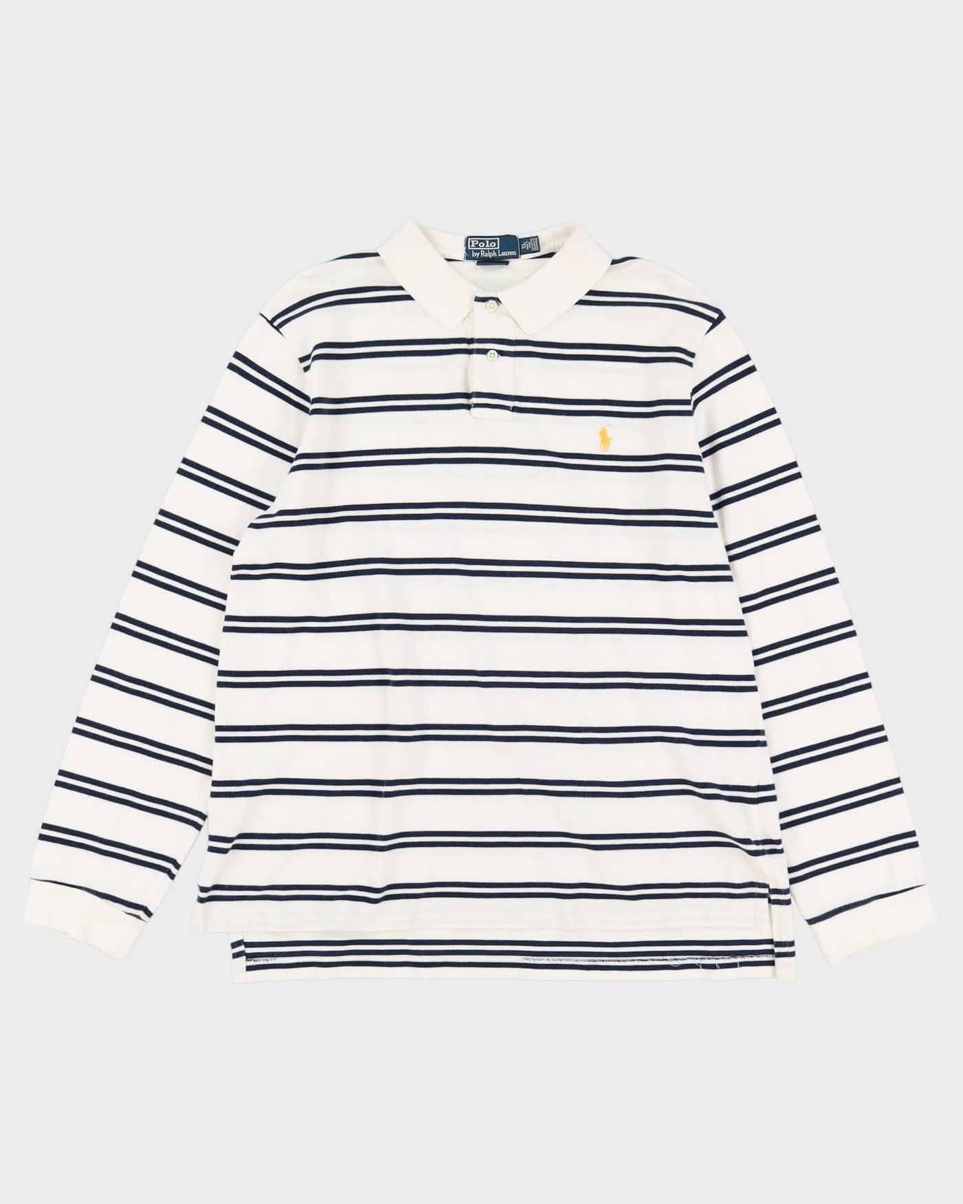 Ralph Lauren White Striped Long Sleeve Polo Shirt - XL