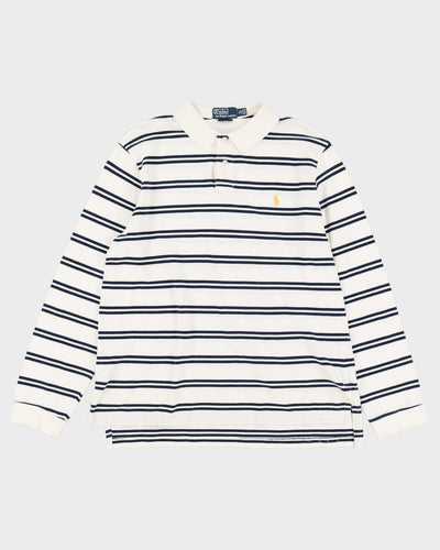 Ralph Lauren White Striped Long Sleeve Polo Shirt - XL
