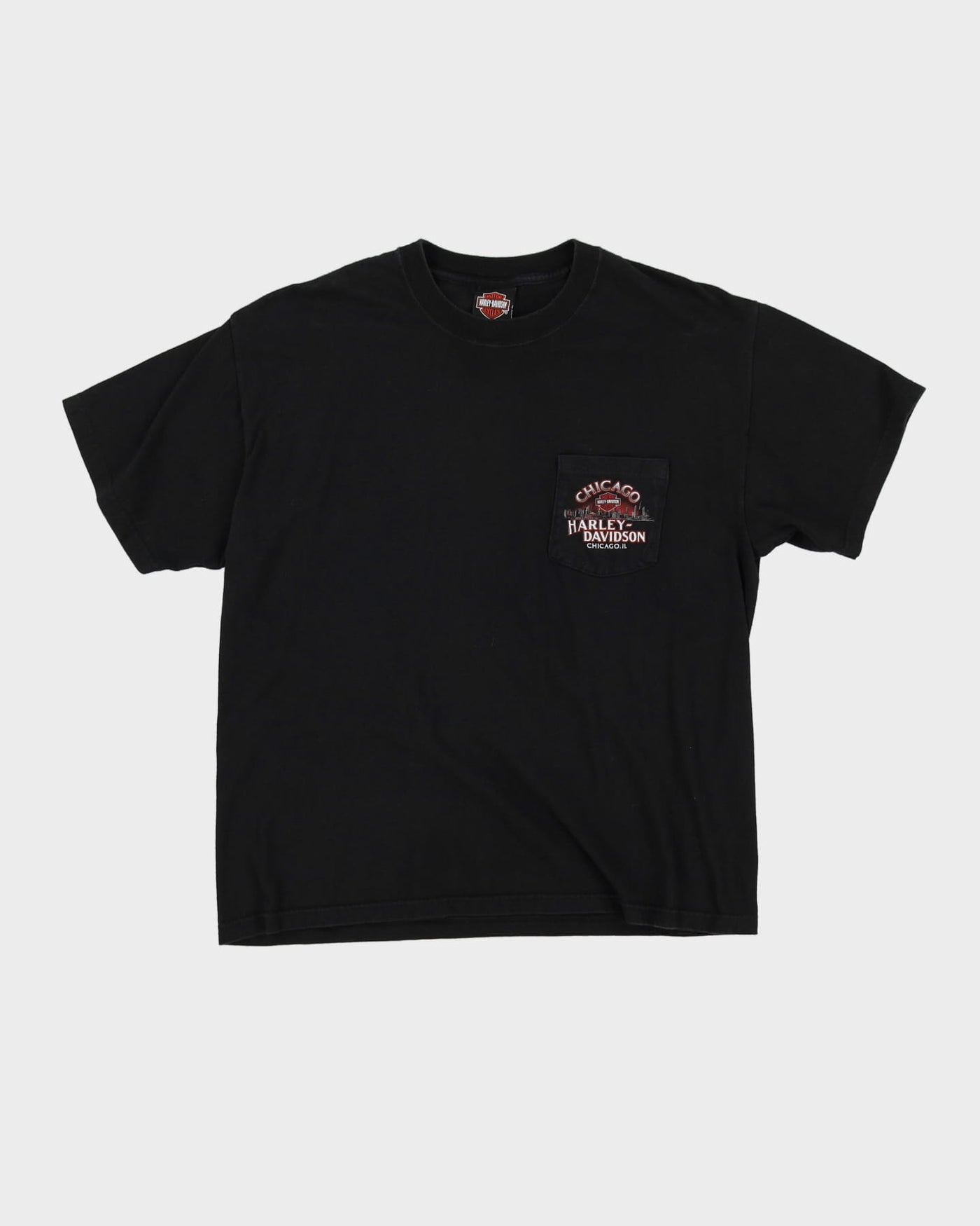 Harley Davidson Chicago Black Graphic Pocket T-Shirt - L
