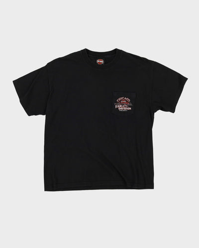 Harley Davidson Chicago Black Graphic Pocket T-Shirt - L