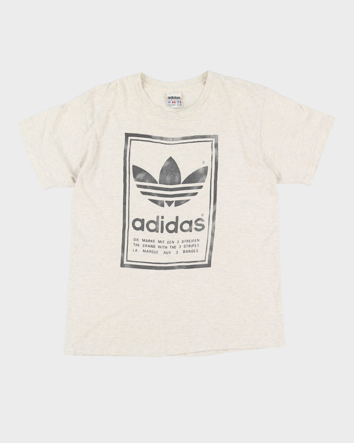 90s Adidas Grey The Brand With The 3 Stripes Graphic T-Shirt - XL
