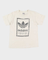 90s Adidas Grey The Brand With The 3 Stripes Graphic T-Shirt - XL