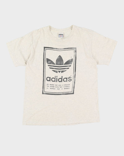90s Adidas Grey The Brand With The 3 Stripes Graphic T-Shirt - XL