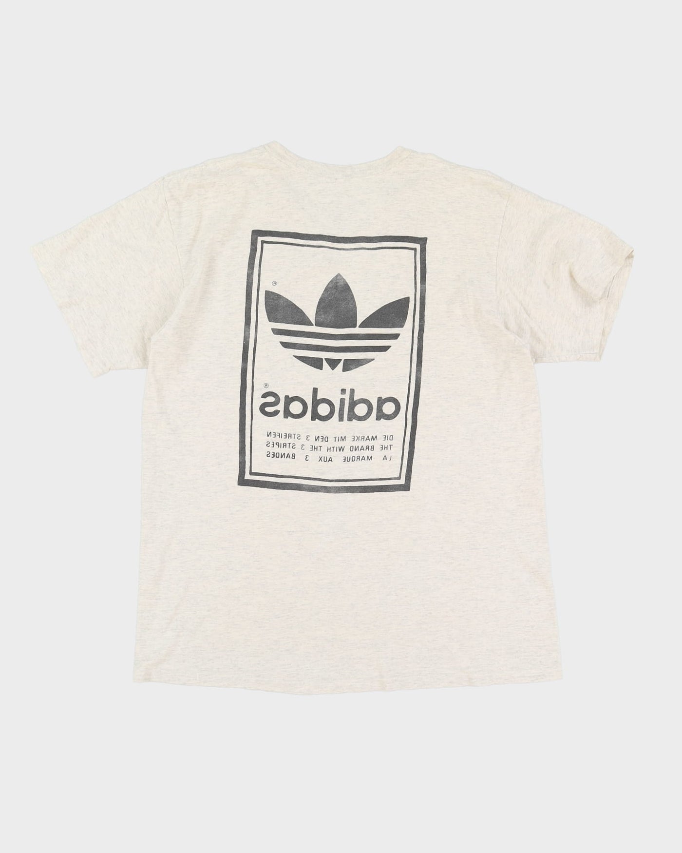 90s Adidas Grey The Brand With The 3 Stripes Graphic T-Shirt - XL