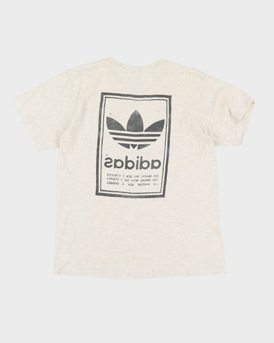 90s Adidas Grey The Brand With The 3 Stripes Graphic T-Shirt - XL