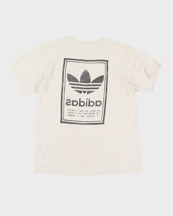 90s Adidas Grey The Brand With The 3 Stripes Graphic T-Shirt - XL