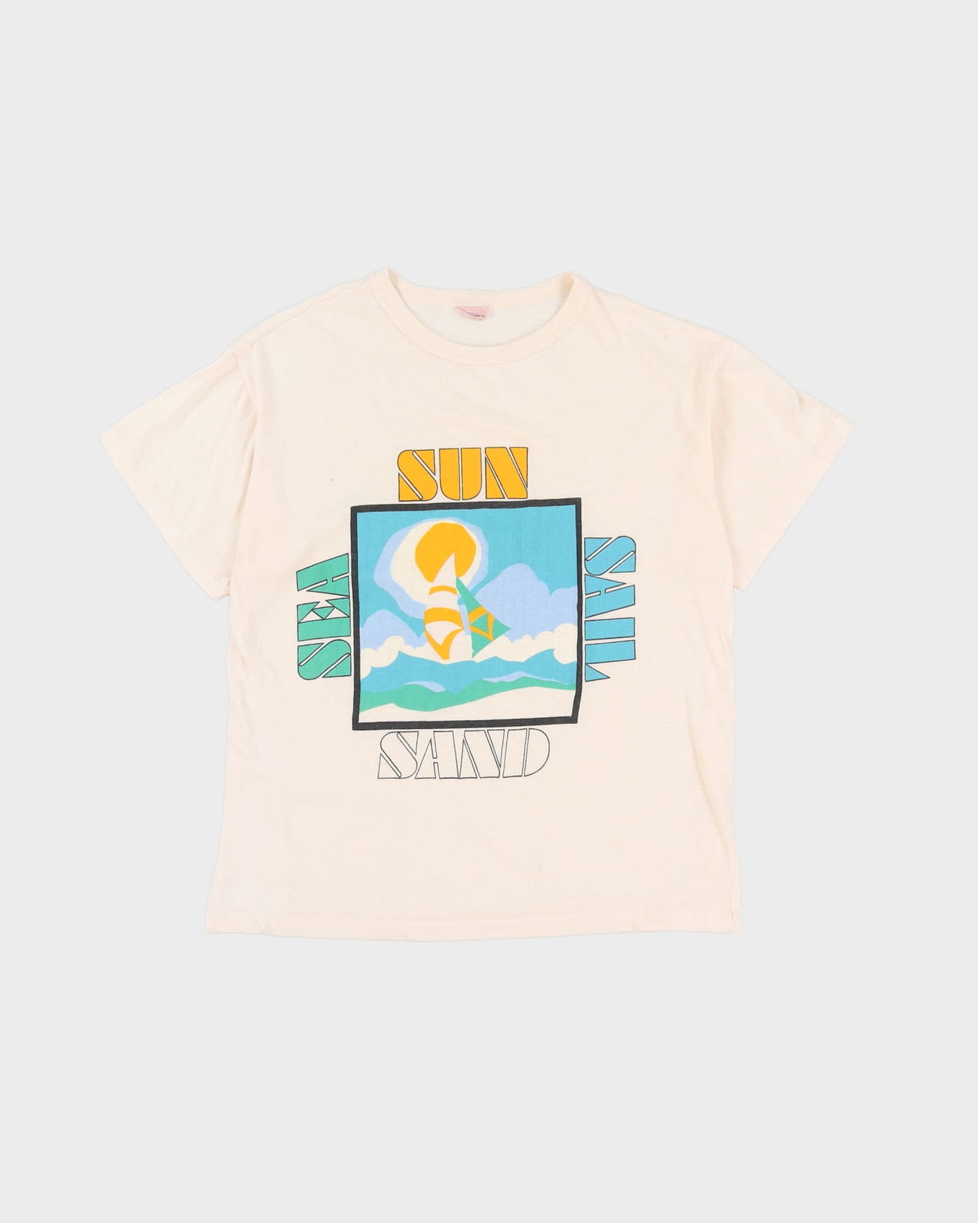 80s Sun Sail Sea Sand Graphic T-Shirt - M