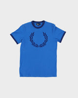00s Fred Perry Blue Two Tone Ringer T-Shirt - S