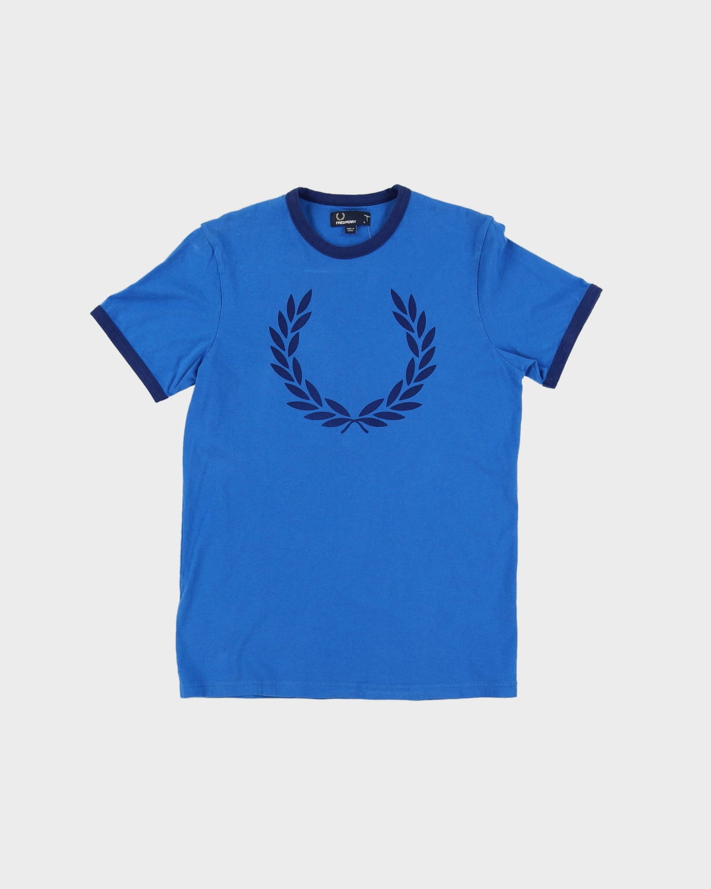 00s Fred Perry Blue Two Tone Ringer T-Shirt - S