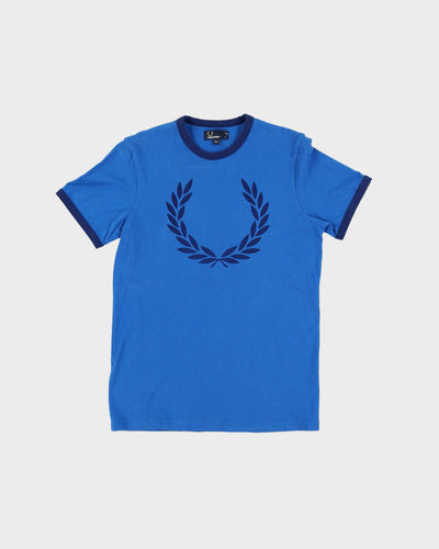 00s Fred Perry Blue Two Tone Ringer T-Shirt - S