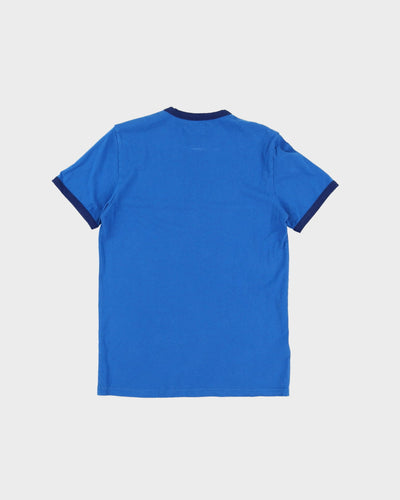 00s Fred Perry Blue Two Tone Ringer T-Shirt - S