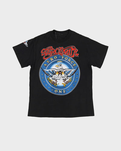 Vintage 1987-88 Aerosmith Aero Force One Black Graphic Band T Shirt - S