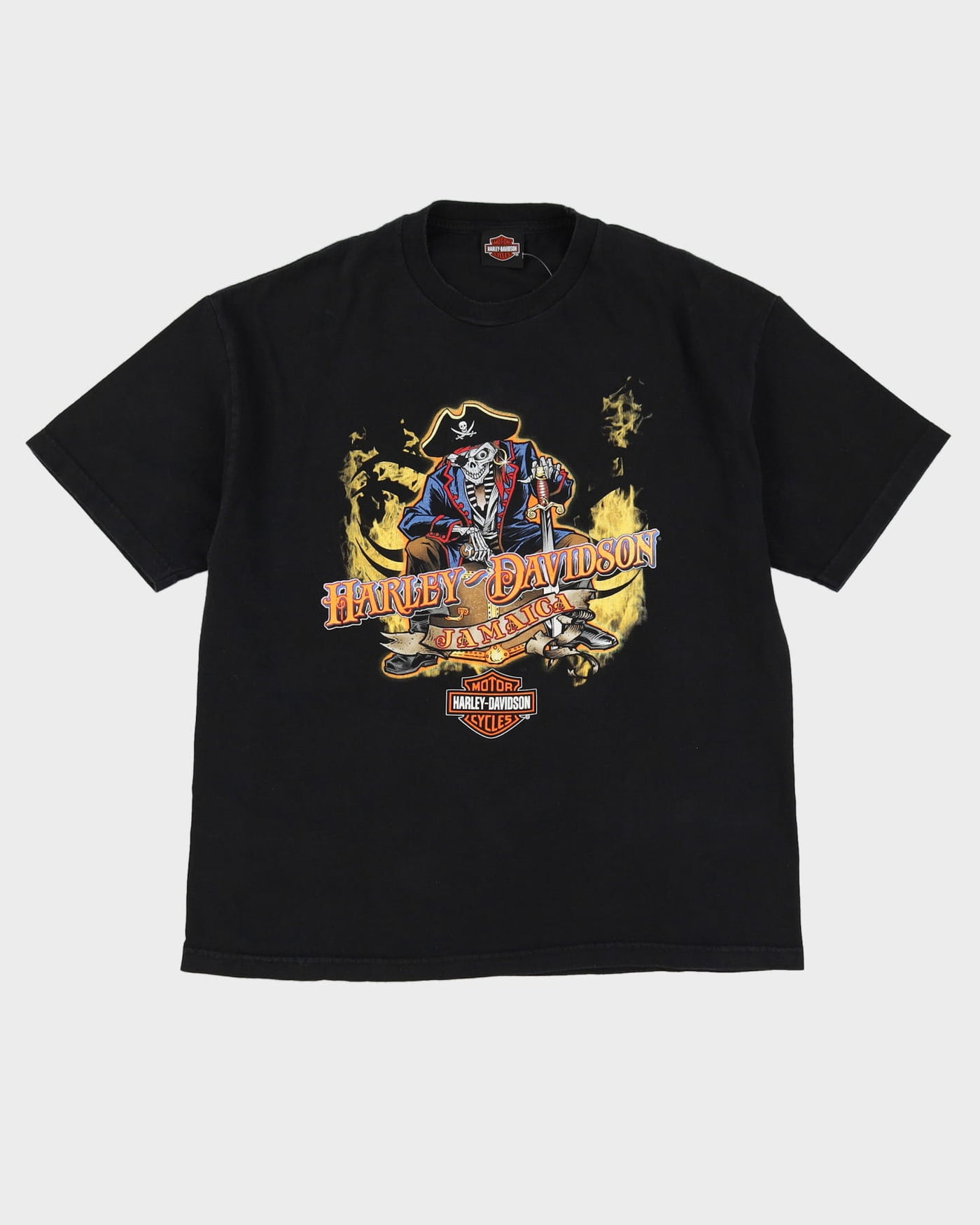 Harley Davidson Jamaica Skeleton Pirate Black Graphic T Shirt - XL