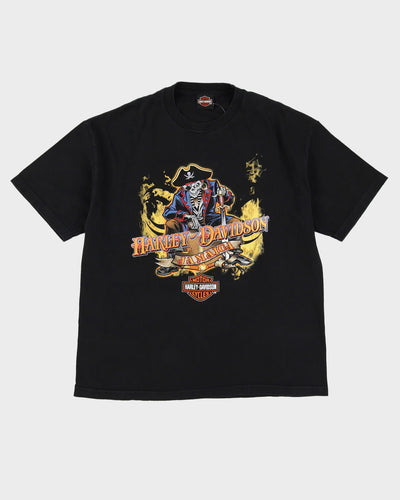 Harley Davidson Jamaica Skeleton Pirate Black Graphic T Shirt - XL