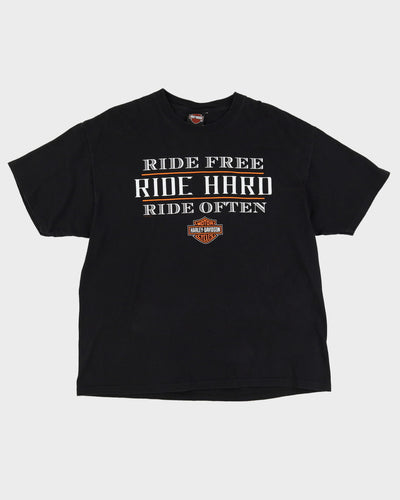 Harley Davidson Ride Free Ride Hard Ride Often Black Graphic T Shirt - XL
