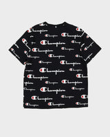Champion Black All Over Print Logo T Shirt - XL