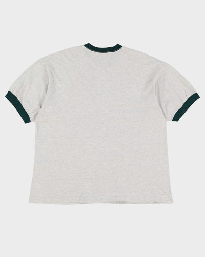 00s Nike Grey / Green Swoosh Ringer T Shirt - XL