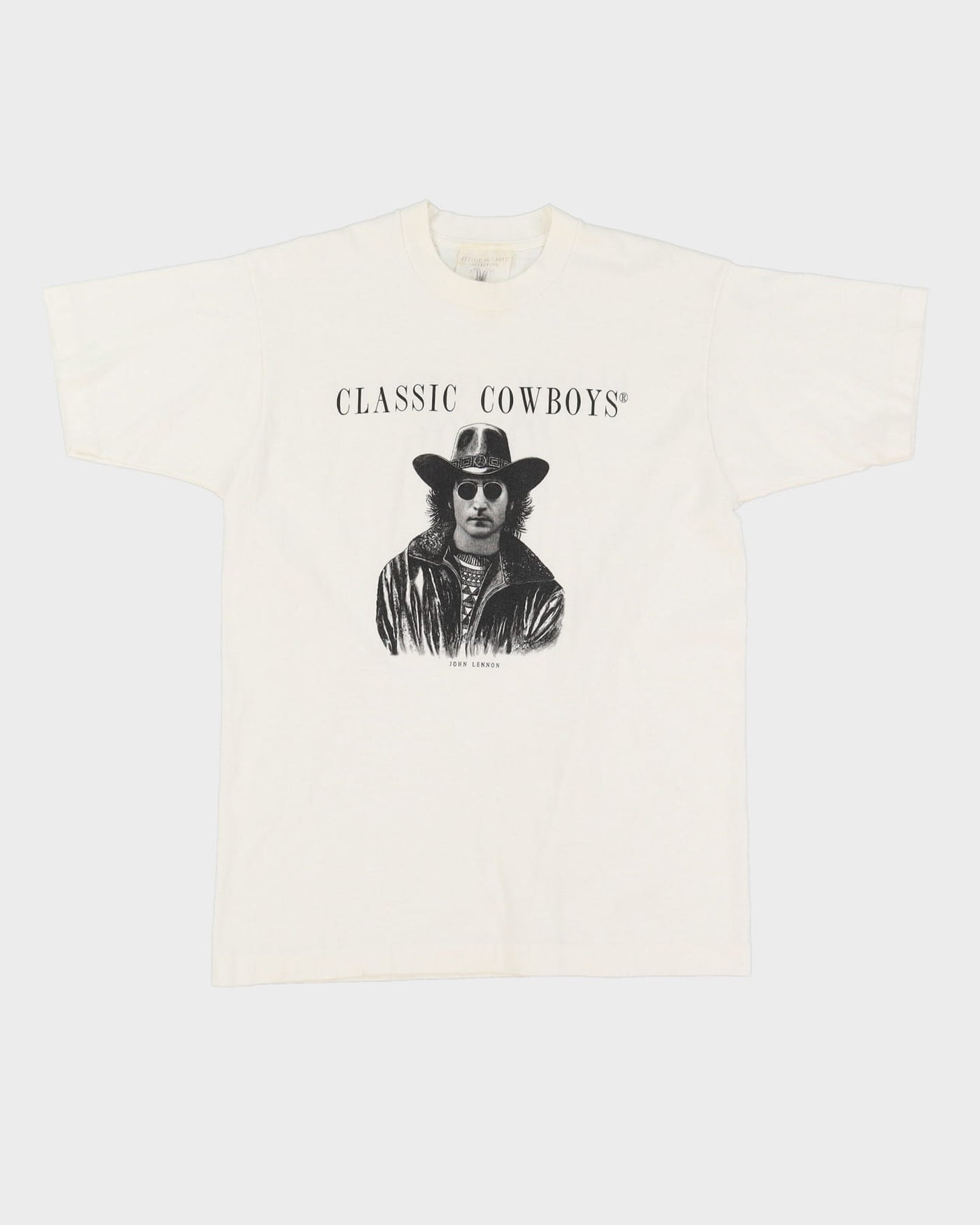 90s John Lennon Classic Cowboys White Single Stitch Graphic Band T-Shirt - L