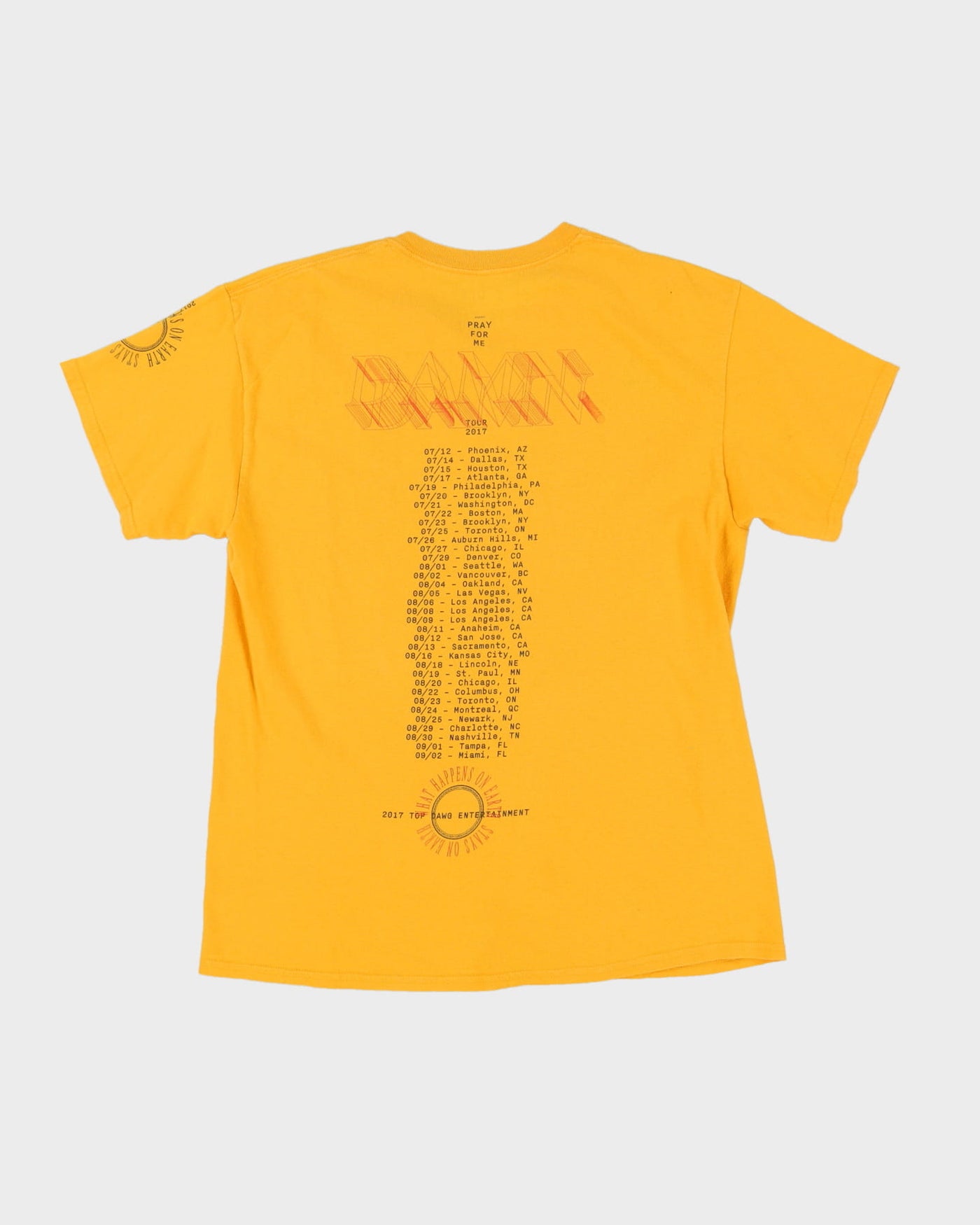 2017 TDE Kendrick Lamar Damn US Tour Yellow Graphic Band T-Shirt - L