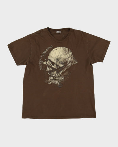 2013 Harley Davidson Brown Skull Graphic T-Shirt - XL