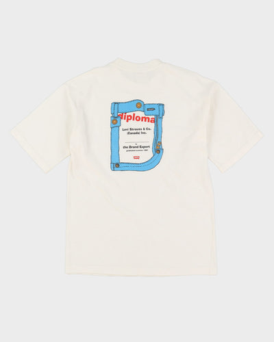 90s Levi's White Oversized Back Graphic T-Shirt - S