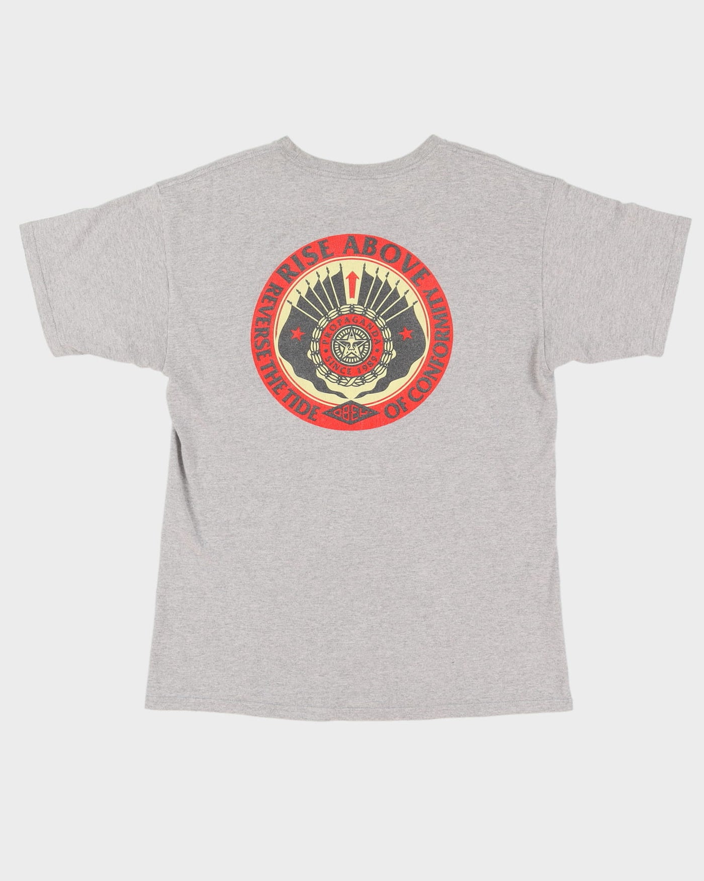 Obey Grey Back Print T-Shirt - L