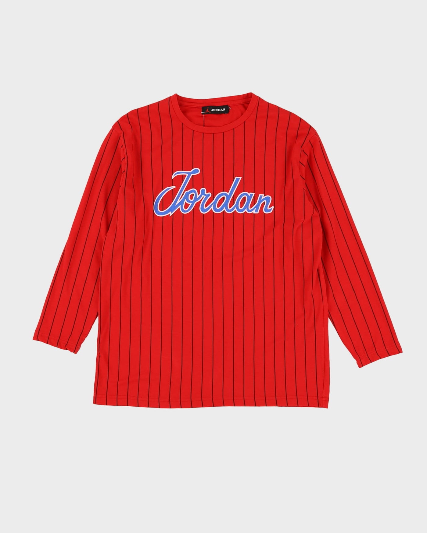 Jordan Red / Black Pinstripe Long Sleeve T-Shirt - M