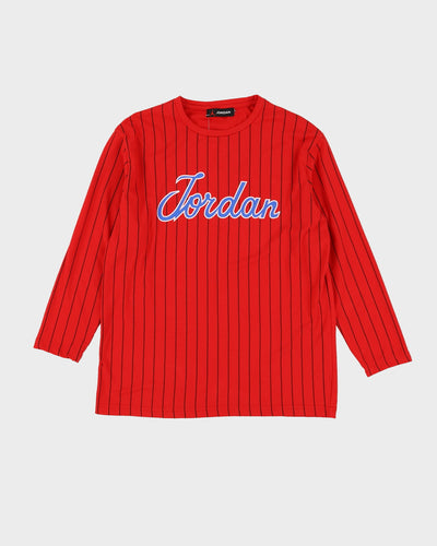 Jordan Red / Black Pinstripe Long Sleeve T-Shirt - M