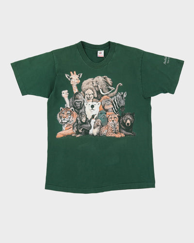Early 90s Audubon Zoo Animal Graphic Single Stitch Green T-Shirt - M