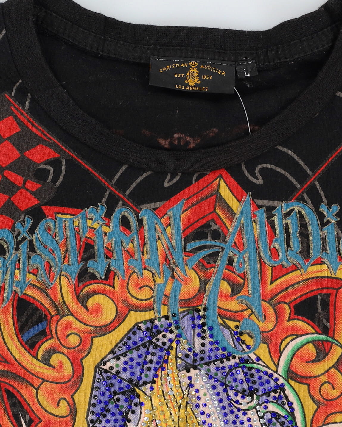 Christian Audgier Ed Hardy Style All Over Print Black T-Shirt - M
